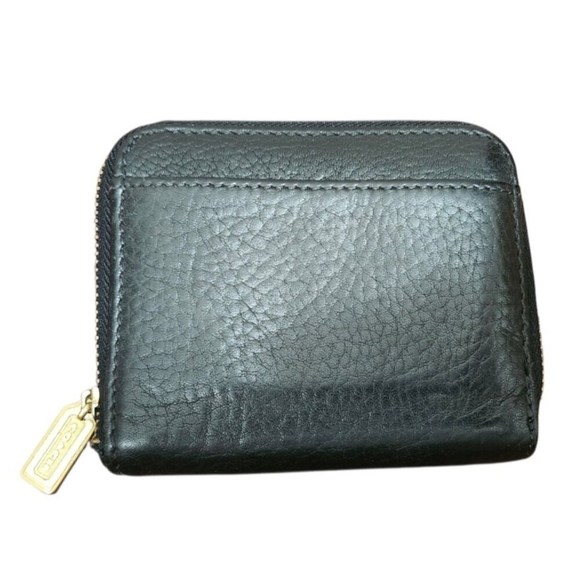 COACH VINTAGE SONOMA BLACK PEBBLE LEATHER ZIP AROUND COIN/CARD CASE WALLET - Picture 2 of 8
